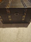 Vintage-style Decorative Wooden Storage Trunk Featuring A Dark Wood Finish With
