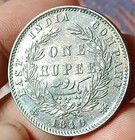  t5 east India Company 1840 Victoria  Silver Rupee Toned Black Beauty 