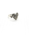  size 6 8   Marcasite Heart Ring Ornate Vintage Style  925 Sterling Silver