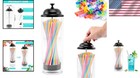 Straw Dispenser Holder For Drinking Straws With Lid Clear Plastic Kitchen Bar