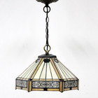 Tiffany Style Vintage Yellow Hexagon Stained Glass Mission Pendant Light Fixture