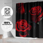4pcs Red Rose Shower Curtain Sets With Non-slip Rugs toilet Lid Cover And Bath M
