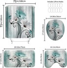 4 Pack Teal Daisy Bathroom Set  Floral Shower Curtain   Bath Rugs  Home Decor