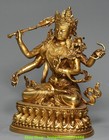 4  Old Tibet Bronze Gilt Bodhisattva Manjusri Kwan-yin Guanyin Buddha Statue