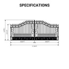 18x8 Ft Heavy Duty Steel Dual Swing Driveway Gate  Powder Coated star Style
