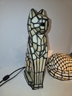 Vintage Tiffany Style Cat Lamp Stained Glass Decorate Night Light Set Of 2            
