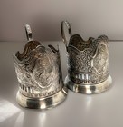 Vintage Soviet Ussr Tea Glass Holders Satellites   Space Podstakanniki Set Of 2