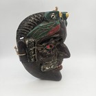 Antique Guatemalan Wooden Mask Tecun Uman Red Glass Eyes - Initialed By Artist