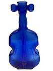Vintage Cobalt Blue Glass Violin Fiddle Shaped Bottle Vase 8   5 Cello Decanter