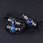Blue Zodiac Bracelet 12 Constellation Multilayer Leather Jewelry For Men Women