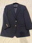 Chaps Classic Men   s Navy Blue 100  Wool Blazer Gold Buttons 44r  