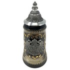 German Black Beer Stein With Pewter Eagle Crest  25l One Mug Made In Germany New
