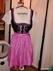 Sz 8 new germany german trachten oktoberfest dirndl Dress 3-pc pink black embr 