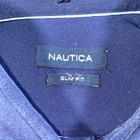 Nautica Mens Slim Fit Dress Shirt Navy Blue Button Down Long Sleeve Size L
