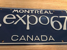    montr  al Expo 67    Blue Metal License Plate World   s Fair Canada 1967 Unused Read