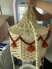 Huge Vintage White Macrame Boho Swag Lamp Hanging Baskets Plant 4 Foot