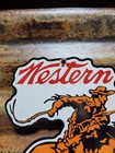 Vintage Winchester Porcelain Sign Old Western Rodeo Firearm Gun Ammunition Ammo