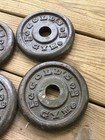 Lot Of 4 Vintage Gold   s Gym 3lb Weight Plates Standard 1    Barbell 12lbs Total
