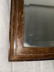 Antique Oak Wall Mirror Edwardian Wooden Bevelled Rectangular Vtg Old Dark Brown