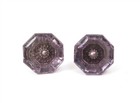 Antique Purple Amethyst Glass Door Knobs Pair Brass Vintage Hardware