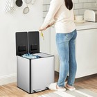 Dual 4 Gallon Stainless Steel Step Trash Can Rectangular Kitchen Garbage Bin