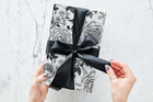 Black And White Wrapping Paper With Cut Lines  Flower Gift Wrap For Birthday  We