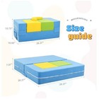Elftopia Modular Kids Play Couch Convertible Foam Sofa Bed Blue Yellow Green New