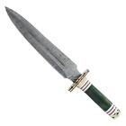 15  Damascus Steel Fantasy Dagger Hunting Knife Green Handle W  Leather Sheath