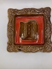Vintage 60 s Glazed Ceramic Square Brown orange Collectible Ashtray Usa Ecc