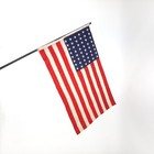 48 Star Antique American Sterling Flag Wooden Pole Embroidered Linen 36x21 5