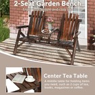 Outdoor Wood Adirondack Bench Chair With Center Table Rustic Patio Loveseat
