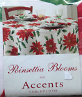Christmas Tablecloth Poinsettia Blooms Holiday 60 X 104 Oblong Macy s Nos