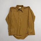 Vintage Kmart Button Shirt Men 16 5 34 Brown 70s Dagger Collar French Cuffs Thin