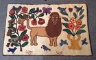 Vintage Aafa Handmade Hooked Rug Lion Floral Birds 28    X 45    Antique Folk Art