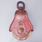 Vintage Antique Cast Iron Wood Hay Barn Rope Pulley Starline