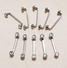 10pcs  Pack 14g Flat Gem Internally Threaded 316l Steel Flat Surface Barbell