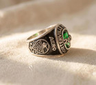 High School Class Ring 2026 Grad Custom Emerald Green Graduation Gift 925 Silver