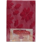 Christmas St Nicholas Square Red Lace W  Poinsettia 60x84 Oblong Tablecloth New