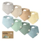 8-pack Baby Bandana Bibs For Drooling   Teething  Soft Muslin 0-36m  Cute Design