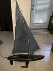 Model Pond Sailboat  Boat Is L31   x 11    H Sail Is 43    Tall   shewill Need Repairs