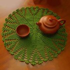 2pc 11  Green Vintage Hand Crochet Lace Doilies Round Table Mats Flower Placemat