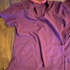 Carhartt    Scrubs Women s Solid Scrub Set Med Purple pink V-neck Top Drawstring