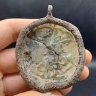 Ancient 300 Ad Roman Glass Holy Bronze Pendant   Repaired  