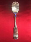 Antique Silver Sugar Shell Spoon  7    Long  C 1840  Marked Coin  Monogram    elr   