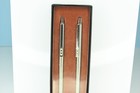 Vintage Paper Mate Double Heart Chrome Pen   Pencil Set In Original Box Usa