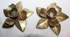 Vintage Pair Brass Lotus Flower Candle Holders Made In India