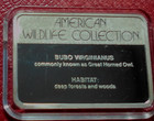 Great Horned Owl Bar-american Wildlife Set 1 Troy Oz 999 Silver-hamilton Mint