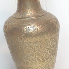 Vtg Brass Engraved Vase Floral Etched Decorative Ornate Boho Home Decor Asian 9 