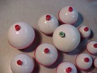 15  New Assorted  Round - Red   White  Snap-on Fishing Bobbers Floats Ice Spring