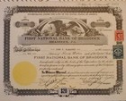 1933 First National Bank Of Braddock Stock Certificate Pennsylvania W Stamps